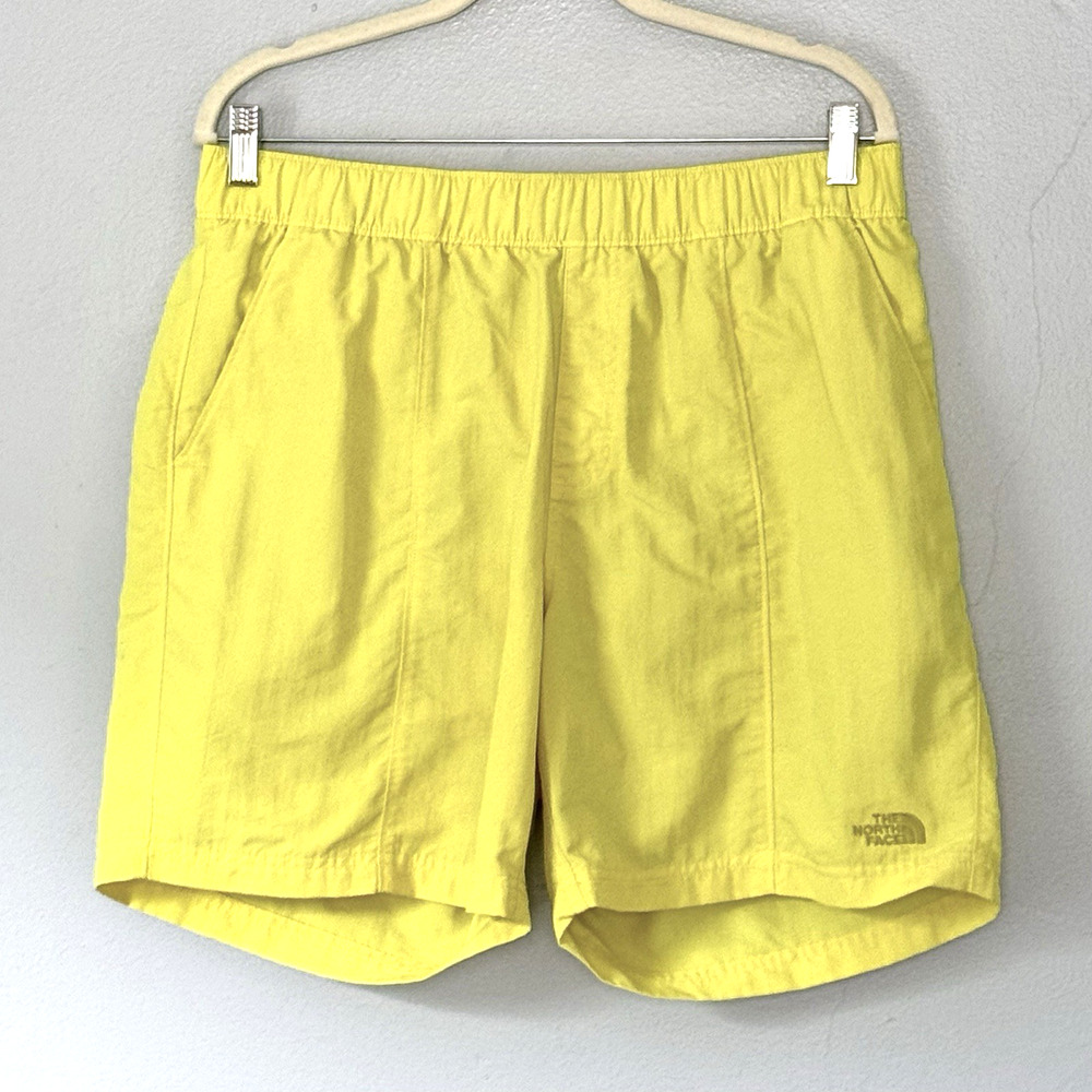 The North Face Swim Trunks Mens Large Yellow Nylon Mesh Lined Logo Board Shorts